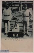 India Postcard c1900s Indian Police of Hong Kong with a coolie prisoner.