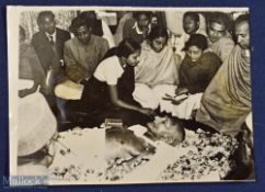 Mahatma Gandhi Funeral Original Press Photograph dated 2-2-48 with notes and stamp to reverse, a