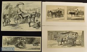 India – Transport – 6x Original engravings 1875 to 1882 Afternoon in the Himalayas 38x24cm,