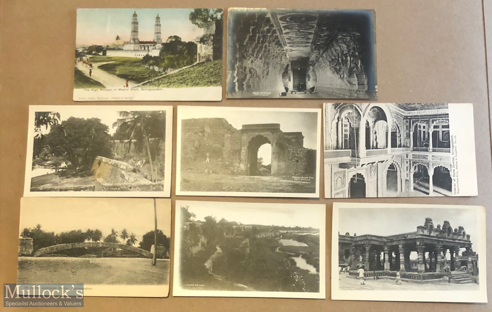 Collection of (8) printed & real photo postcards of Seringapatam, India c1900s, includes views of