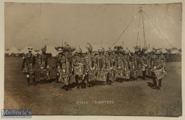 India - Original real photo postcard Delhi durbar India showing Sikh Patiala state trumpeters