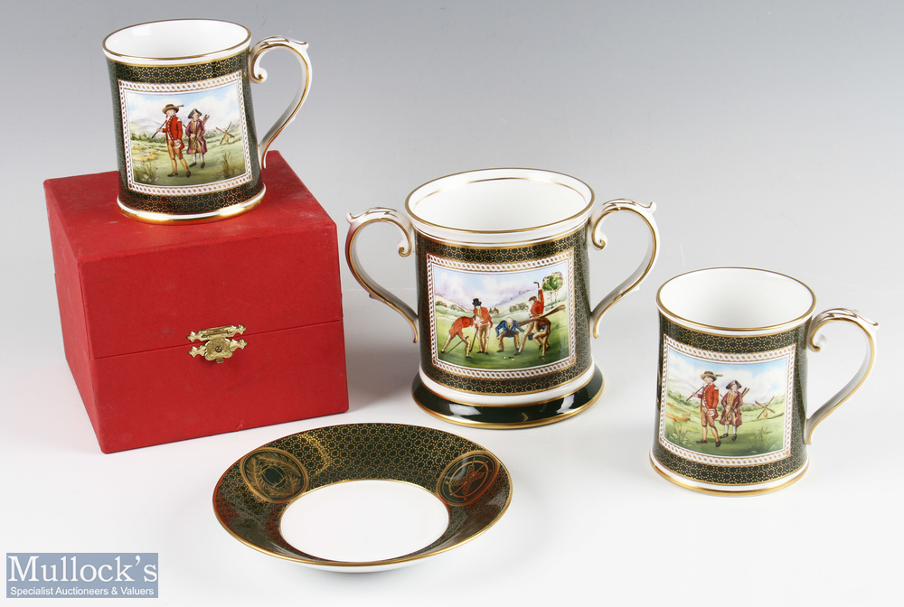 Spode Antique Golfing Series Bone China (4) incl twin handled tankard with another tankard and