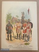 India Army – c1900s original colour lithograph showing types of the Indian army including 1st Punjab