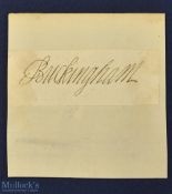 Autograph – George Villiers 2nd Duke of Buckingham (1628-1687) signed card which is laid to paper,