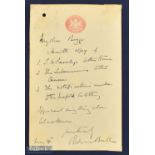 Autograph – Victoria Cross - Redvers Buller (1839-1908) Hand Written Note on ‘War Office’ Letterhead