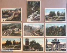 Collection of (9) litho postcards scenes of Ranikhet, India c1900s. Set includes views of Bazaar,