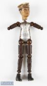 Early 20th century Bucherer Saba Switzerland Metal Doll with articulated joins with painted