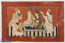 India & Punjab – Guru Nanak Miniature A Sikh school miniature of Guru Nanak seated on mat with his