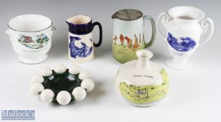 Mixed Golfing Ceramics Selection – incl DJC Golfing Collectable Still Waters Run Deep blue and white