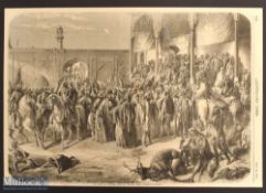 India and Punjab – Very Scarce Engraving The Court of Runjeet Singh at Lahore after a painting by A.