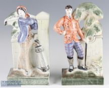 Rye Pottery Golfer Series Figures Major Tweedie and Miss Argyll both flatback type figures with hand
