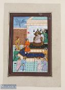 Indian Painting of Mughal Court Scene The Mughal Durbar, colourfully presented with mount ready to