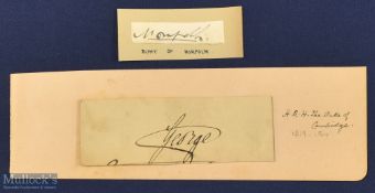 Autograph – Prince George, Duke of Cambridge (1819-1904) Signed Cutting together with Autograph of
