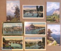 Collection of (8) litho postcards of Kashmir, India c1900s. Set includes views of the fort and