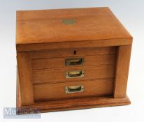 Victorian Oak Cutlery Canteen for 12 plate setting with locking pillar front with 3 drawers and