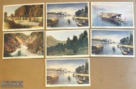 Collection of (7) printed colour postcards scenes of Kashmir, India c1900s Set includes views of