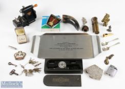 Mixed Tray of Collectables to include Silver 925 stamped pendant, Silver Cased Earrings, Cigar