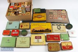 Collection of Assorted Cigarette Tins and Matchboxes / Labels tins incl Players, Three Castles,