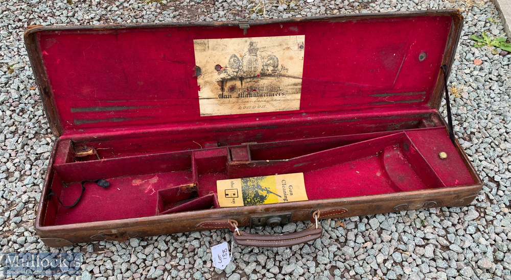 Victorian Hard Leather Shot Gun Case with John Blanch & Son manufacturers label to inside with H.A. - Image 2 of 2