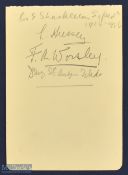Autographs – Leonard Hussey, Drury St Aubyn Wake and Frank Worsley Signed to Album Page headed