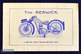 The Berwick “A British Shaft-Driven Motor Cycle” 1929 Sales Catalogue an 8 page Printers Proof sales