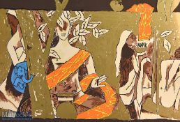 Maqbool Fida Husain (1913-2011) ‘Buddhism’ Signed Limited Edition Colour Serigraph 172/300 with