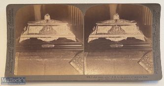 India – Lucknow c1900s original stereo view showing a casket presenting to T.R.H. by the citizens of