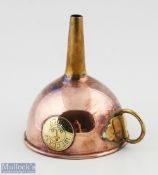 Copper and Brass Shipping Wine Funnel with plaque to front 1st Class Only with brass ring to side of