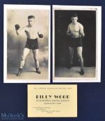Boxing - “Billy Wood International Boxing Academy” Circa 1920s – 30s. Advertising Card with