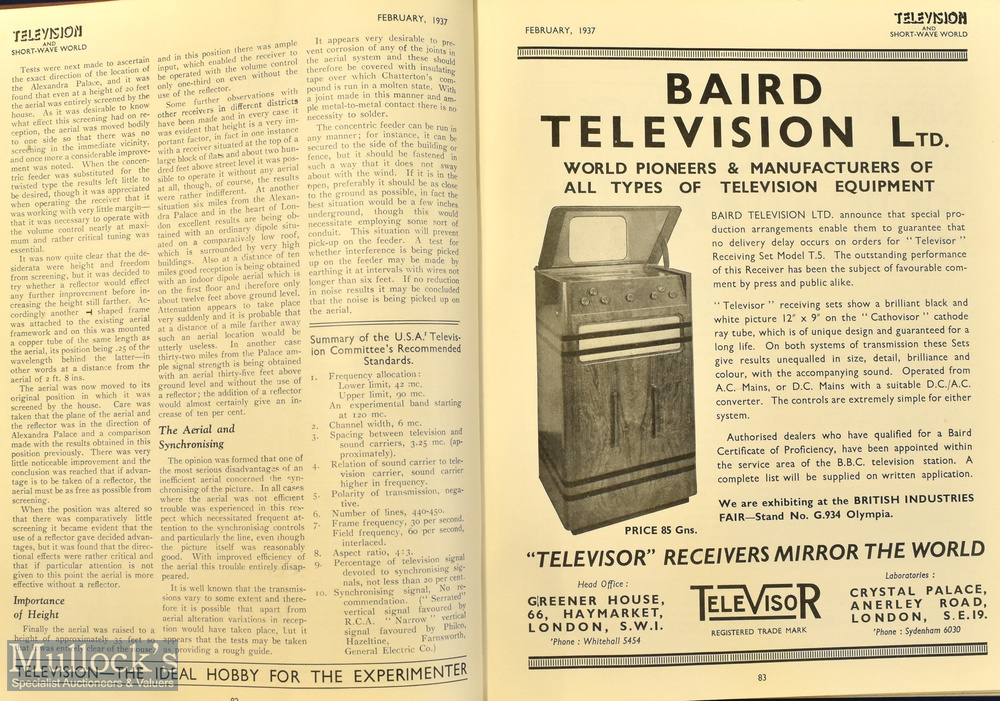 Early Television 1936 & 37 “Television and Short-Wave World” Monthly magazines bound into Annuals by - Image 5 of 6