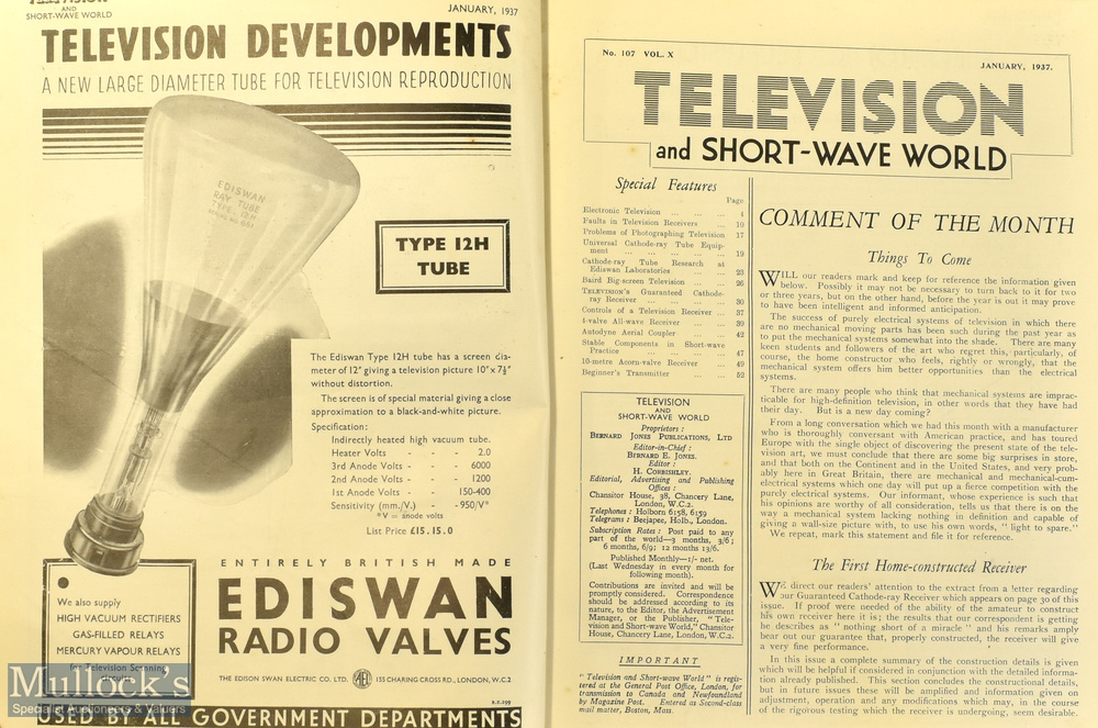 Early Television 1936 & 37 “Television and Short-Wave World” Monthly magazines bound into Annuals by