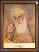 India - Sri Guru Nanak Dev Jr Print An early print from the painting drawn by Sobha Singh the most
