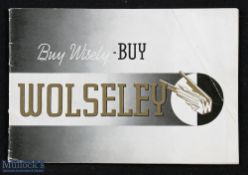Buy Wisely - Buy Wolseley 1938 Sales Catalogue - 32 page Car Catalogue illustrating and detailing