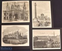 India – Lucknow – 4x 19th Century Original engravings The Imaumbarra 1858 24x18cm, Gate of the