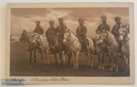 Sikh Police – c1914 antique postcard showing mounted Sikh police in Shanghai