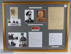 WWII – Autograph - Erwin Rommel (1891-1944) Signed Document and Postcard within framed display,