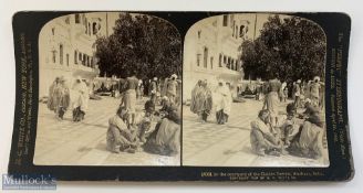India & Punjab – Amritsar Stereoview. A rare early Sikh stereoview photo titled ’In The courtyard of