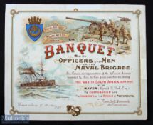 South Africa - Boer War Invitation; Banquet To The Officers And Men Of The Naval Brigade. Portsmouth