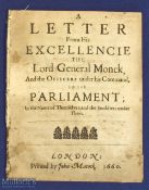 A Letter From His Excellencie The Lord General Monck And The Officers Under His Command To The