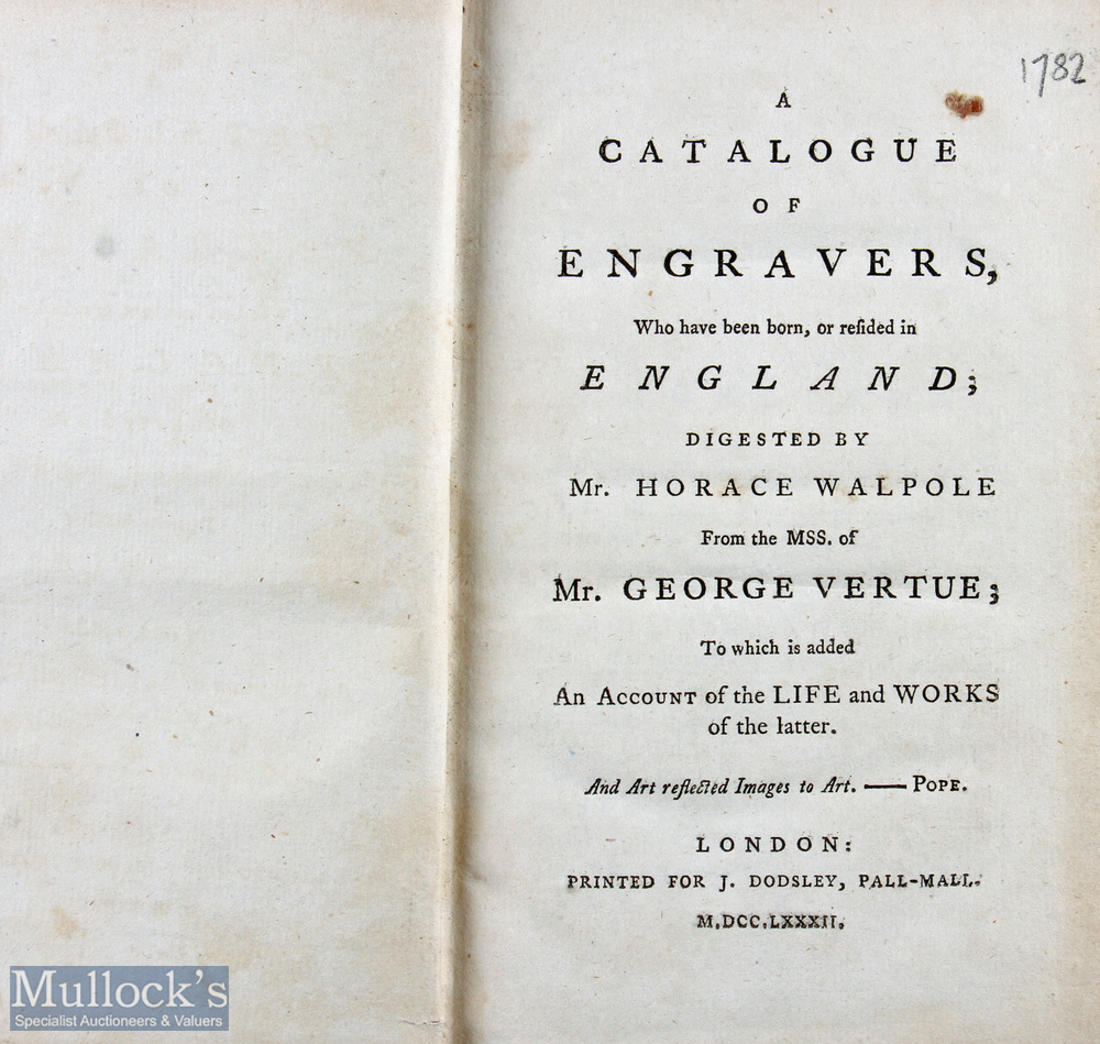 Catalogue of Engravers, by Mr George Vertue 1782 - an extensive 304 page book giving a detailed - Image 2 of 2