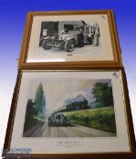 Motor Racing Prints: Malcolm Campbell Shed with Campbell’s Mercedes Benz c 1929 together with The