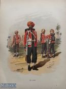 India Military Lithograph - Original coloured lithograph showing officers of the 15th Sikhs regiment
