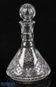 Royal Birkdale Golf Club Engraved Cut Glass Decanter by Stuart with engraved club crest to front