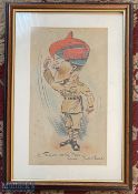 India - c1920s/1930s original water colour British caricature showing British officer of the