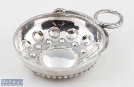 French Silver Wine Tasting Tastevin Cup by Ernest Eschwege with concave circle design and repousse