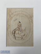 India & Punjab – Sikh Miniature of the Rajah of Ranjeet Singh - unusual miniature of in oval design,