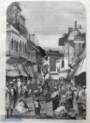India And Punjab – The Main Street of Agra, 1858 An original ILN wood engraving titled The Main
