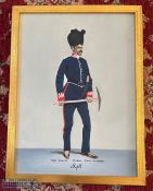 India - Original watercolour study showing a Solider of the Madras foot artillery. Housed in a