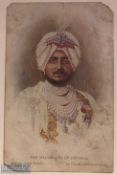 India - Maharaja of Patiala - Original colour lithographed postcard of the Maharaja of Patiala