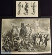 India – Large 1876 Original Engraving Arrival of the Prince of Wales at Jeypore: War Dance of